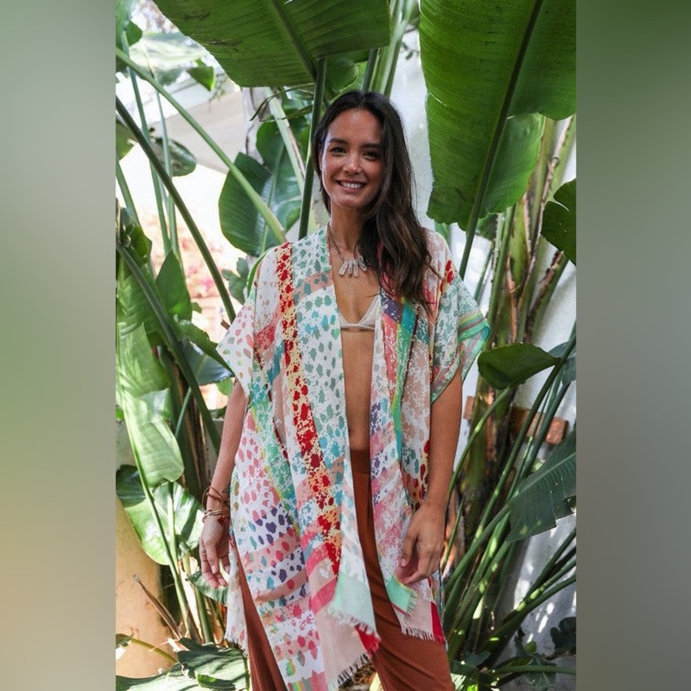 Lightweight Multicolor Beach Kimono - Women Accessories